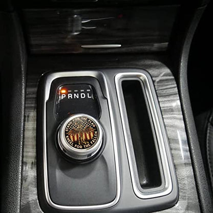 Dial Shifter Metal Trim Plate Etched Stand for The Flag Kneel for The Fallen Patriotic,Gear Shift Switch Knob Cover Compatible for RAM 1500/Rebel 2500,Chrysler 200/300/Pacifica&Voyager
