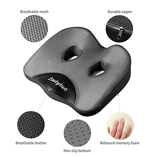 Seat Cushion Pillow,100% Memory Foam and Washable Cover,for Office Chair,Car Seat and Wheelchair,Tailbone & Sciatica & Back Pain Relief - color: Gray