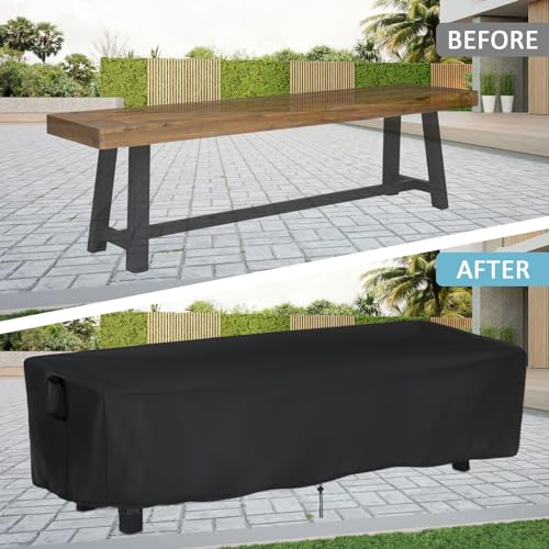 Kingling Outdoor Bench Cover Rectangle, Wood Bench Cover Waterproof Patio Bench Covers for Outdoor Furniture Long Chair Covers, 63" W x 15" D x 18" H