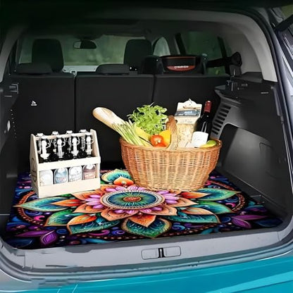 Universal Car Trunk Mat 29" x 39", Vibrant Datura All Weather Trunk Protection Cargo Liner, Durable Cargo Mat Rear Trunk Liner, Stylish Vehicle Interior Accessories Suitable for Most Car Models - color: Vibrant Datura