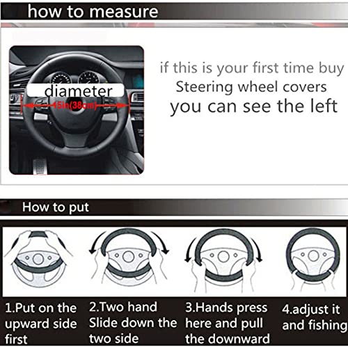 Cat Steering Wheel Cover for Women Girl Universal Microfiber Leather car Steering Wheel Covers 15 inch Anti-Slip auto Interior Accessories (B Blue) - color: B BLUE