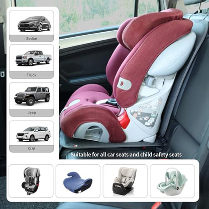 Viaviat Car Seat Protector Leather Waterproof Child Safety Seat Protector Cover with Thick Pad and 2 Large Pockets Durable Kick Mat for All Auto Seat (Deep Gray) - color: Deep Gray