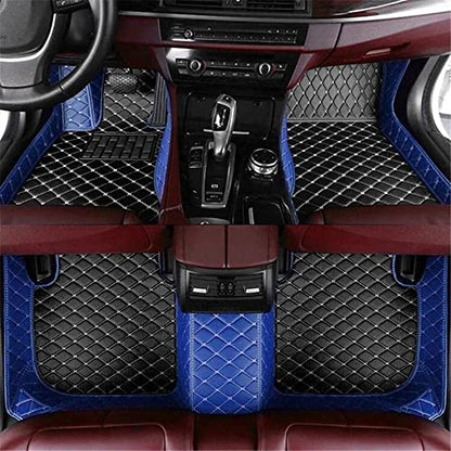 Custom Waterproof Leather Car Floor Mats Fit for Most Car SUV Truck & Sportscar All Weather Protection Vehicles (Black+Blue) - color: Black+Blue