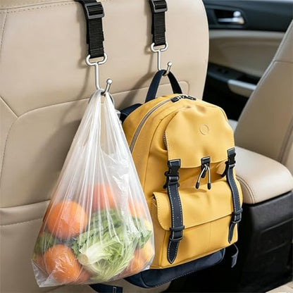 Car Seat Headrest Hooks, 4-Pack | Heavy Duty Metal, For Purses, Handbags & Grocery Bags, Universal Car Storage Organizer, Fits Most Vehicles - style: DL4
