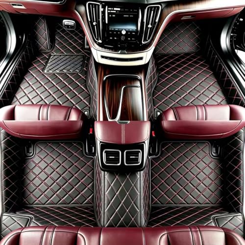 Customize Personalized Floor Mats for Cars, Full Coverage Luxury Car Mats, Anti-Slip Car Mat Set, Custom Floor Mat Suitable 99% of Sedan Trucks SUV auto (Black red A) - color: Black red A