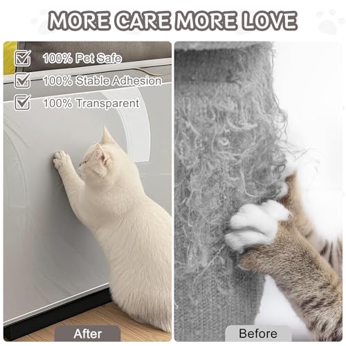 118" x 8.2" Door Protector from Cat Scratching, Clear Anti Dog Scratching Furniture Protector, Single Side Adhesive for Pets – with 30 Twist Pins, No-Residue - size: 118" x 8.2"