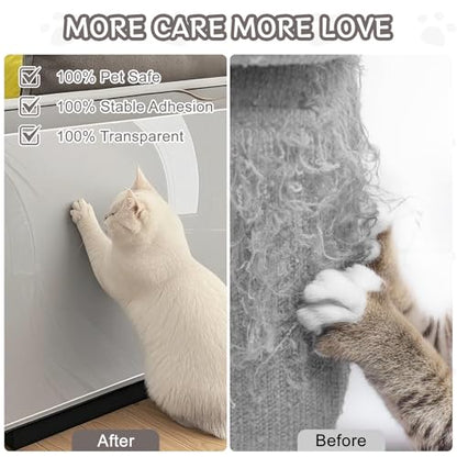 118" x 8.2" Door Protector from Cat Scratching, Clear Anti Dog Scratching Furniture Protector, Single Side Adhesive for Pets – with 30 Twist Pins, No-Residue - size: 118" x 8.2"