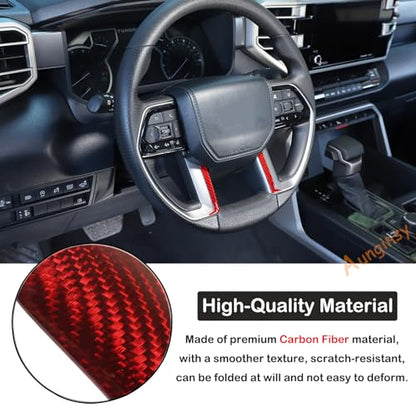 Car Steering Wheel Decoration Frame Cover Trim Compatible with Toyota Tundra/Sequoia 2022-2024 & Tacoma 2024 Carbon Fiber Center Console Steering Wheel Lower Panel Moulding Protect Sticker Accessories - size: Steering Wheel Lower Panel Strip Trim