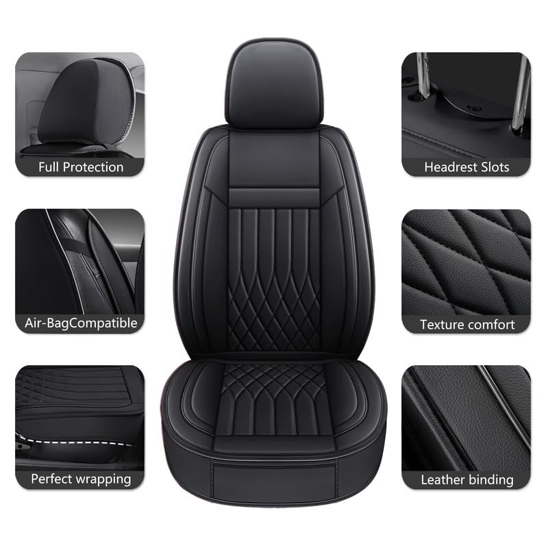 Car Seat Covers Full Set Fit for Honda HRV 2016-2026, Premium Faux Leather Car Seat Protectors,Breathable Anti-Slip Full Wrapping Edge Seat Covers(Black,Full Set)