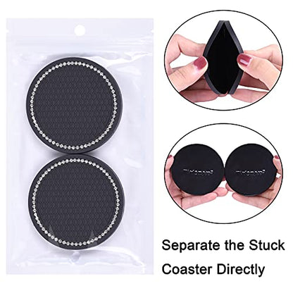 Bling Car Coasters, Wisdompro 4 Pack PVC Car Cup Holder Insert Coaster - Anti Slip Universal Vehicle Interior Accessories Crystal Glitter Cup Mats for Women and Men(2.75" Diameter, Black) - color: Black