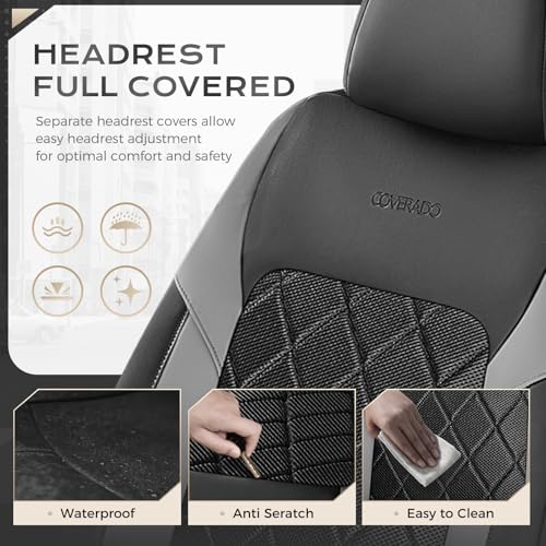Coverado Car Seat Covers, Seat Covers Full Set, 5 Seats Automotive Seat Cover, Mesh Breathable Seat Protectors, Universal Fit for Most Cars - color: Black_Gray, size: FullSet