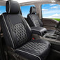 Huidasource F150 Leather Seat Covers Custom Fit for 2015-2025 F150 SuperCrew & 2017-2025 F250 F350 F450 Super Duty Crew Cab XL XLT Lariat King Ranch Platinum(Front Pair/Black&White) - color: Black & White, size: Front Pair Cover