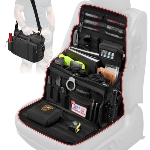 Patrol Bag Used By Law Enforcement Police Gear and Military Grade - Water Resistant Police Officer Duty Bag - Heavy Duty Car Front Seat Organizer with Multiple Storage Space