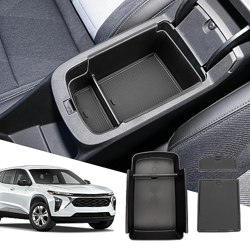 Fit for 2024 2025 Chevy Trax Center Console Organizer Tray 2024 2025 Chevy Trax Accessories(LS LT 1RS 2RS ACTIV) Armrest Storage Box Console Tray for 2024 2025 Trax Console Organizer Black Mats - color: black