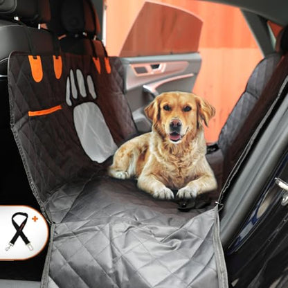 Dog Car Seat Cover,Back Seat Extender for Dogs,600D Heavy Dute Durable Car Seat Cover for Dogs Pets,100% Waterproof Back Seat Pet Cover for Dogs with Mesh Window, with Seatbelt,Trucks and SUVs - color: Dog Paw