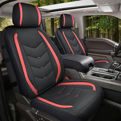 Nilight Car Seat Covers Custom Fit 2007-2024 Chevy Silverado GMC Sierra 1500 2500HD 3500HD Waterproof Wear-Resistant Faux Leather Anti Slip Cushion Set (2PCS Front Cover) - color: Front Sets 2 Seat, style: Chevy Silverado/GMC Sierra 2007-2024