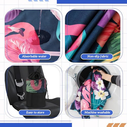 Hahafelt 2 Pack Car Seat Towel Covers with Storage Bag, 63 x 32 Inch Universal Non Slip Waterproof Sweat Protector for Car Truck, Gym Swimming Running, Machine Washable (Flamingos) - style: Flamingos