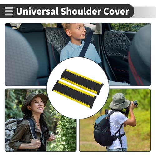 Black Yellow Seat Belt Cover Pad Faux Leather 24cm Seatbelt Strap Cushion Shoulder Padding 2 Pcs - color: Black,Yellow