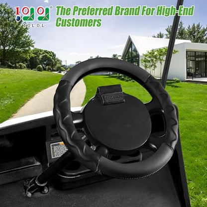 10L0L 13 Inch Golf Cart Steering Wheel Covers for EZGO TXT&RXV 1994-up, Upgraded Microfiber Anti-Slip Steering Wheel Cover with Pu Leather - color: Black