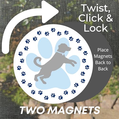 Screen Door Magnets Double Sided – Keep People, Kids, and Dogs from Running into The Screen Door - Robbins Aria Dog Paw - color: Dog Paw