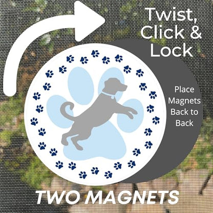 Screen Door Magnets Double Sided – Keep People, Kids, and Dogs from Running into The Screen Door - Robbins Aria Dog Paw - color: Dog Paw
