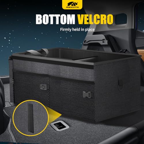 MIKKUPPA Car Trunk Organizer - 65L Collapsible Trunk Organizer with Lid, Sturdy Car Storage for SUV Auto Truck Van with Adjustable Straps and Non Slip Bottom (Black)