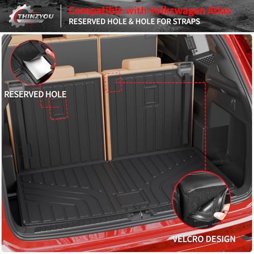 Cargo Mat Compatible with 2018-2025 2026 Volkswagen Atlas Trunk Mat Trunk Liner Cargo Liner (NOT for Cross Sport) Back Seat Cover 2024 VW Atlas Accessories (Trunk Mat with Backrest Mat) - style: For Volkswagen Atlas | 2018-2026