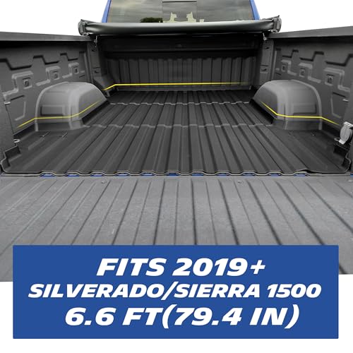 MICHELIN Truck Bed Mat for 2019-2026 Chevy Silverado/GMC Sierra 1500 6.6 FT / 79.4" Only (Not Fit Optional CarbonPro Bed), All-Weather Truck Bed Liner, Custom Fit, Durable TPE Bedliner, Non-Slip - size: 2) Silverado/Sierra 1500 | 19-26 | 6.6 FT