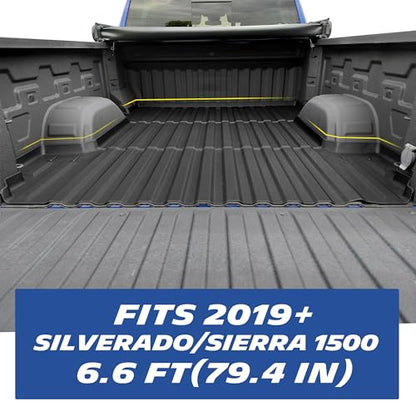 MICHELIN Truck Bed Mat for 2019-2026 Chevy Silverado/GMC Sierra 1500 6.6 FT / 79.4" Only (Not Fit Optional CarbonPro Bed), All-Weather Truck Bed Liner, Custom Fit, Durable TPE Bedliner, Non-Slip - size: 2) Silverado/Sierra 1500 | 19-26 | 6.6 FT