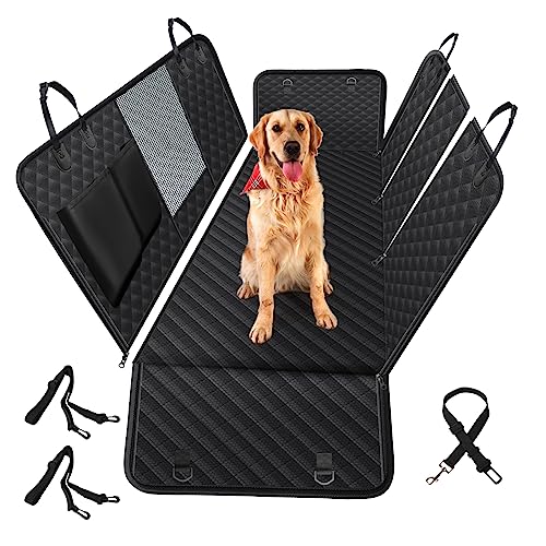 Vailge 100% Waterproof Convertible Dog Car Seat Covers,100% Waterproof Dog Seat Cover with Mesh Window, Heavy Duty seat Cover for Dogs, Dog car Hammock Pet Seat Cover for Cars Trucks suvs,Black,Large - color: Black With Mesh, size: X-Large(60"W x 64"L)