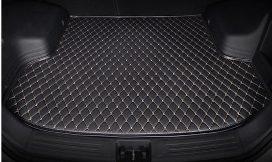 Custom Car Cargo Mat Car Boot Liner Waterproof Anti-Slip All Weather Protection Leather Material, Compatible with 99% Car Model Trunk Carpet Liners (Black Beige) - color: Black beige