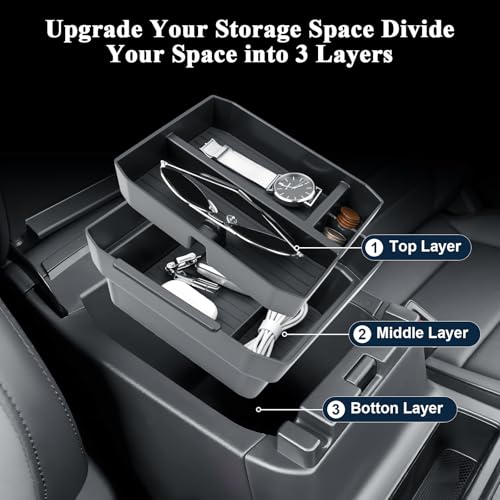 BIBIBO 2Packs for 2026 Subaru Outback Center Console Organizer 2026 Subaru Outback(Premium,Limited,Touring,Wilderness,Limited XT,Touring XT) Console Tray 2026 Outback Console Insert Tray-Double Layers - color: Black-Double Layer Organizer