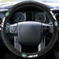 FANMATS 40505 NFL - New York Jets Genuine Leather Steering Wheel Cover | Black 15"x15"