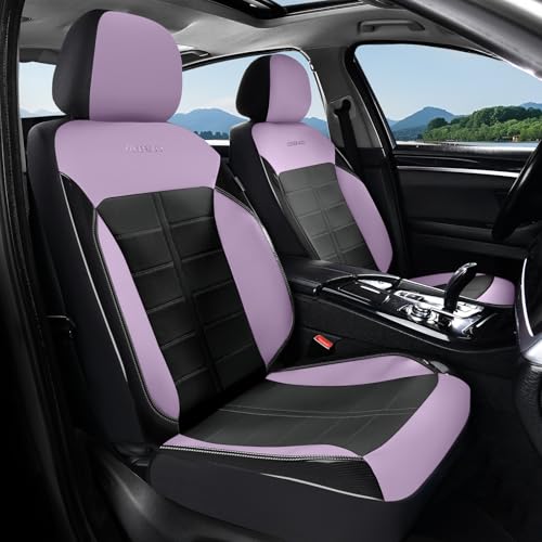 Coverado Front Seat Covers, Leather Car Seat Covers Luxury Automotive Seat Covers Waterproof Car Seat Protectors Universal Fit for Most Cars SUV Trucks Vehicles, Purple&Black - color: PurpleB, size: Front