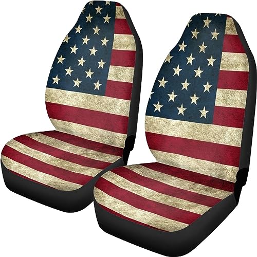 American Flag Printed Car Seat Covers Washable Seat Protector for Women Men Air Mesh Cloth Automotive Vehicle Seat Covers for Cars Interior for Cars, Sedans, Trucks, SUVs - Vintage Flags - color: American Flag