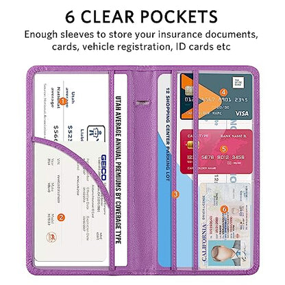 CoBak Car Registration and Insurance Holder - Vehicle Glove Box Car Organizer,Auto Truck Comparment Accessories Case with Magnetic Closure for Essential Document,Driver License,Cards - color: L-Pebbled Purple
