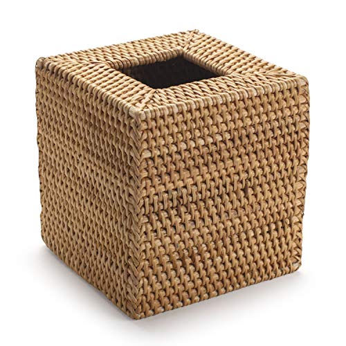 Rattan Tissue Box Cover Square, Hand Woven Wicker Tissue Holder, 5.5 x 5.5 X 5.7 inch, Natural - color: Natural, size: Square (5.7"H)