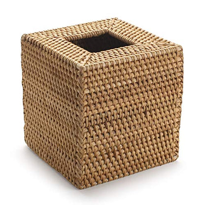 Rattan Tissue Box Cover Square, Hand Woven Wicker Tissue Holder, 5.5 x 5.5 X 5.7 inch, Natural - color: Natural, size: Square (5.7"H)