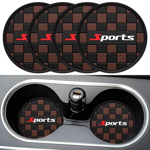 Car Cup Coaster, 4PCS Universal Non-Slip Cup Holders Embedded in Ornaments Coaster, Car Interior Accessories (Coffee, Sports) - color: Coffee, size: Sports
