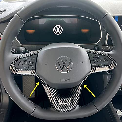 Sport Style Carbon Fiber Print Steering Wheel Cover Trim for VW Volkswagen Atlas 2021-2025 Atlas Cross Sport Taos Jetta 2022-2025 - color: C