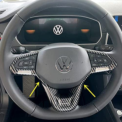 Sport Style Carbon Fiber Print Steering Wheel Cover Trim for VW Volkswagen Atlas 2021-2025 Atlas Cross Sport Taos Jetta 2022-2025 - color: C