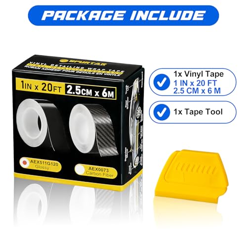 Spurtar Gloss Black Vinyl Wrap 1 Inch x 20ft Air-Release Adhesive Car Vinyl Tape Chrome Delete Wrap Roll DIY Car Exterior Decoration Door Edge Guard Vehicle Detailing Paper 2.5CM x 6M - size: 1 in x 20 ft