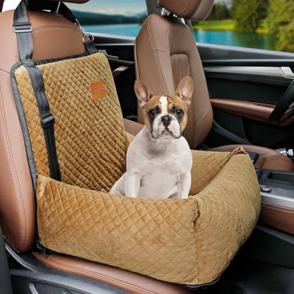 Dog Car Seat Pet Booster Seat Pet Travel Safety Car Seat,The Dog seat Made of Materials is Safe and Comfortable, and can be Disassembled for Easy Cleaning (Brown) - color: Brown