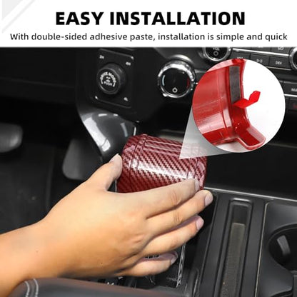 Gear Shift Knob Cover Stick Shifter Cap Cover Compatible with Ford F150 2021-2024+(Red Carbon Fiber) - color: Red Carbon Fiber