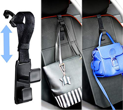 matteblack Magic Hanger Headrest Holder Organizer, Behind Over The Seat Car Hooks-Hang Purse Grocery Bags-4Pack (Frosted Black) - color: matteblack
