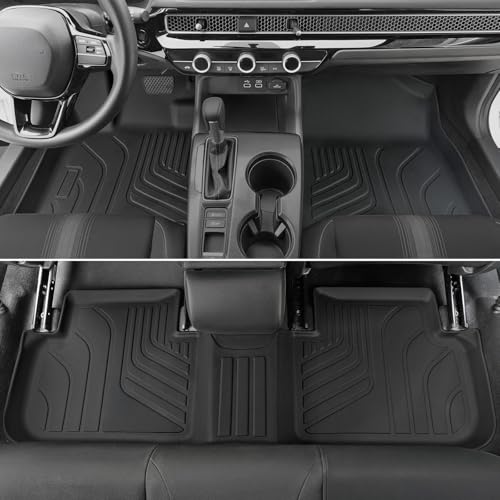 Floor Mats for Honda Civic Sedan 2022-2026/Acura Integra 2023-2026, All Weather Floor Mats Trunk Cargo Liner and Door Sill Guards Accessories, Full Coverage Set (Gas Only, Not fit Manual) - style: For Honda Civic | 2022-2026