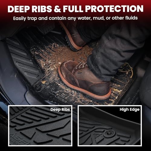 LASFIT Floor Mats for 2024 2025 2026 Dodge Ram ProMaster EV SLT/SLT+/Tradesman Front Mat, All Weather TPE Custom Fit Car Mats Floor Liners 1st Row Only, Black - style: 6) ProMaster EV | 2024-2026 |Front Mat