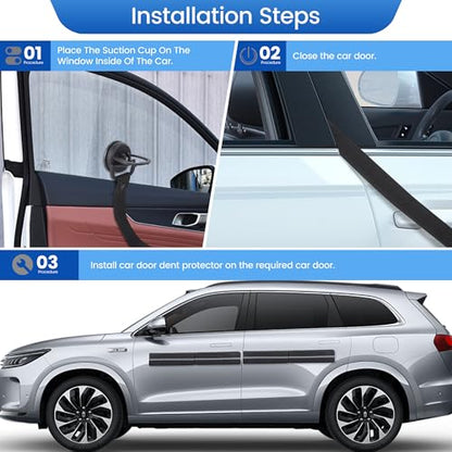 Magnetic Car Door Protector Removable Car Door Guard - Prevents Dents and Scratches for Vehicles (Black) 2 Pack