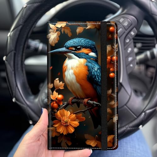 Car Registration and Insurance Holder for Women Men,Automobile License Document Card Holders Vehicle Glove Box Organizer Leather Accessories Driver Essential,Kingfisher Autumn Berries - color: Kingfisher Autumn Berries
