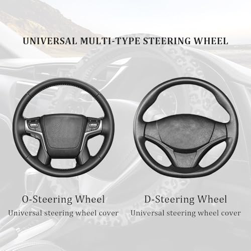 15In Cheetah Print Steering Wheel Cover Breathable,Sweat Absorption Car Steering Wheel Cover for Protection,Universal Steering Wheel Wrap Car Decoration Fit for Car Truck SUV